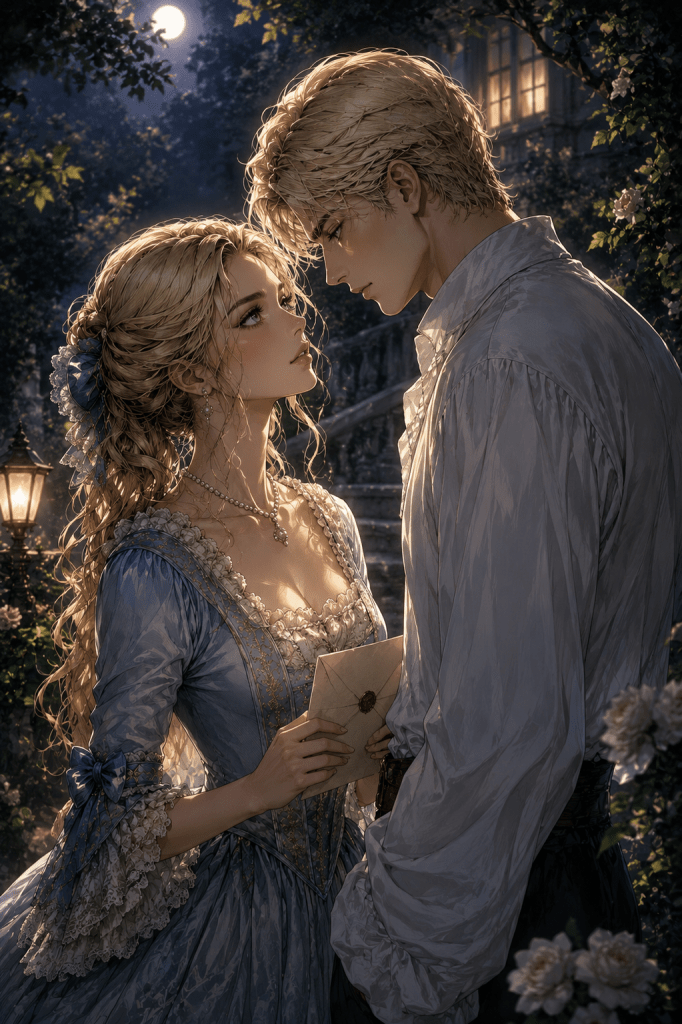 Aya, en su vida humana como Elisabeth Periwinkle, enamorada de Charles Deltrejo
